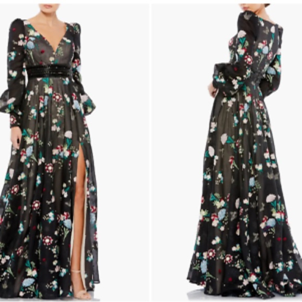 Mac Duggal floral beaded empire waist 18 NEW